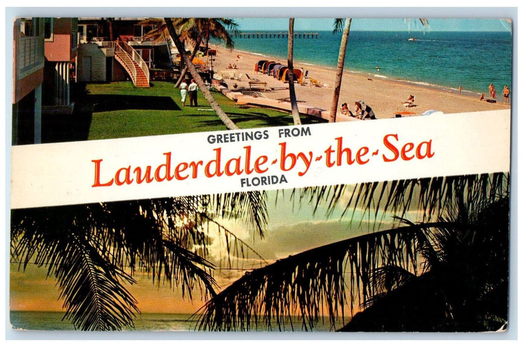 1959 Greetings from Lauderdale By The Sea Florida FL Multiview Postcard