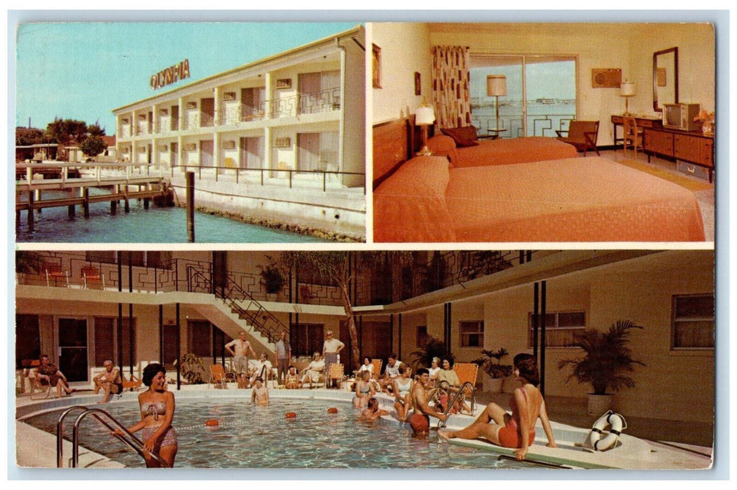 c1950's Olympia Motel Apartment Clearwater Florida FL Posted Multiview Postcard