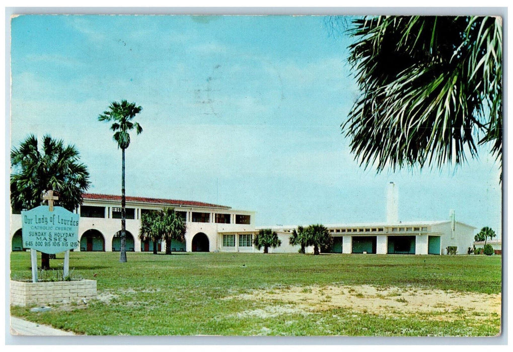 1962 Our Lady of Lourdes Catholic Church Daytona Beach Florida FL Postcard