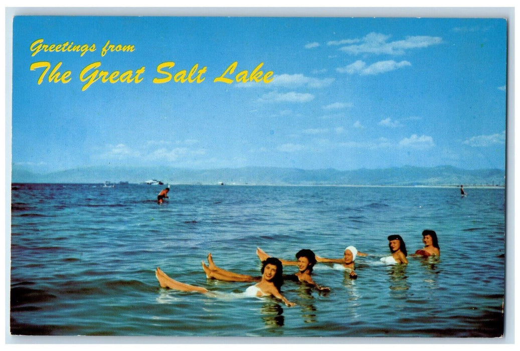 c1960's Women Beach Scene Greetings from Great Salt Lake UT Vintage Postcard