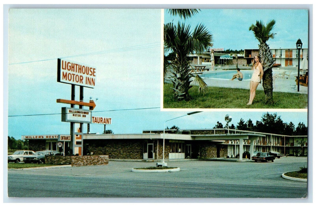 1959 Lighthouse Motor Inn Manning South Carolina SC Multiview Postcard