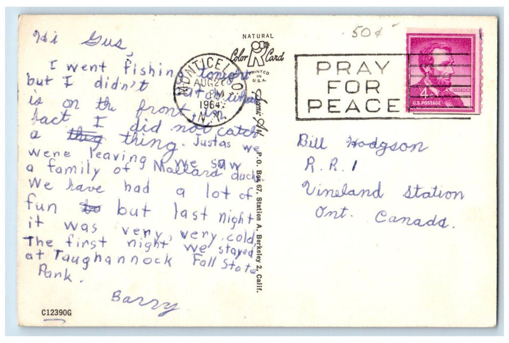 1964 Fish Caught Motorboat Fishermen Greetings from Finger Lakes Land Postcard