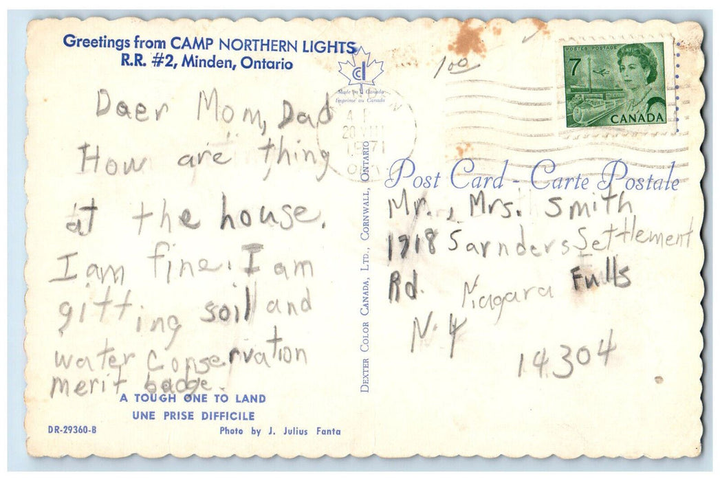 1971 Greetings from Camp Northern Lights R.R. #2 Minden Ontario Canada Postcard