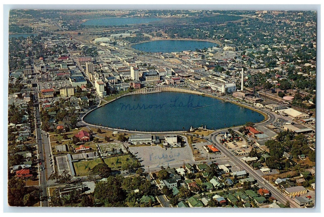 1968 Air View of Lakeland Florida World Citrus Center Civic Center FL Postcard