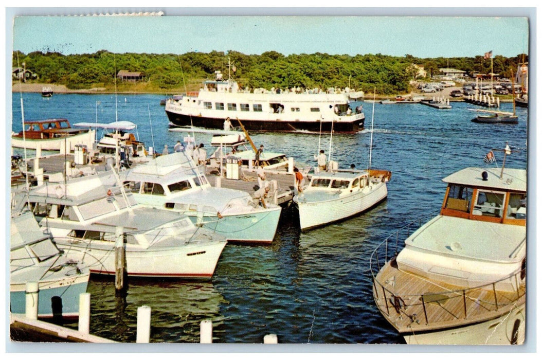 1975 Yacht Boat Scene at Falmouth Harbor Cape Cod Massachusetts MA Postcard