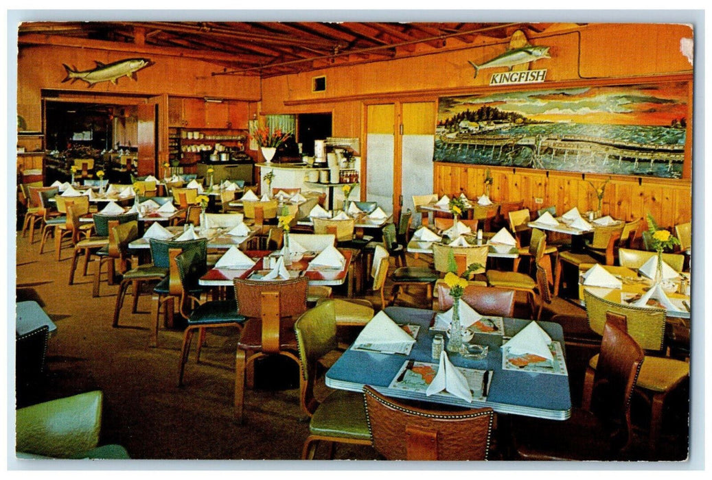 1960 Dining The Kingfish Over The Water Located at John Pass. Tampa FL Postcard