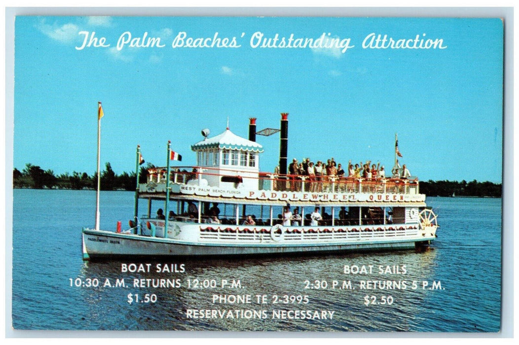 c1950's Cruise Boat Palm Beaches Attraction Palm Beach FL Advertising Postcard