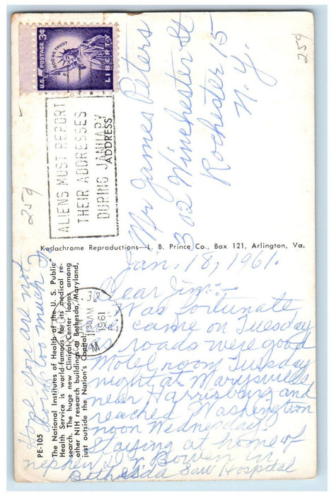 1961 The National Institutes of Health US Public Health Service MD Postcard