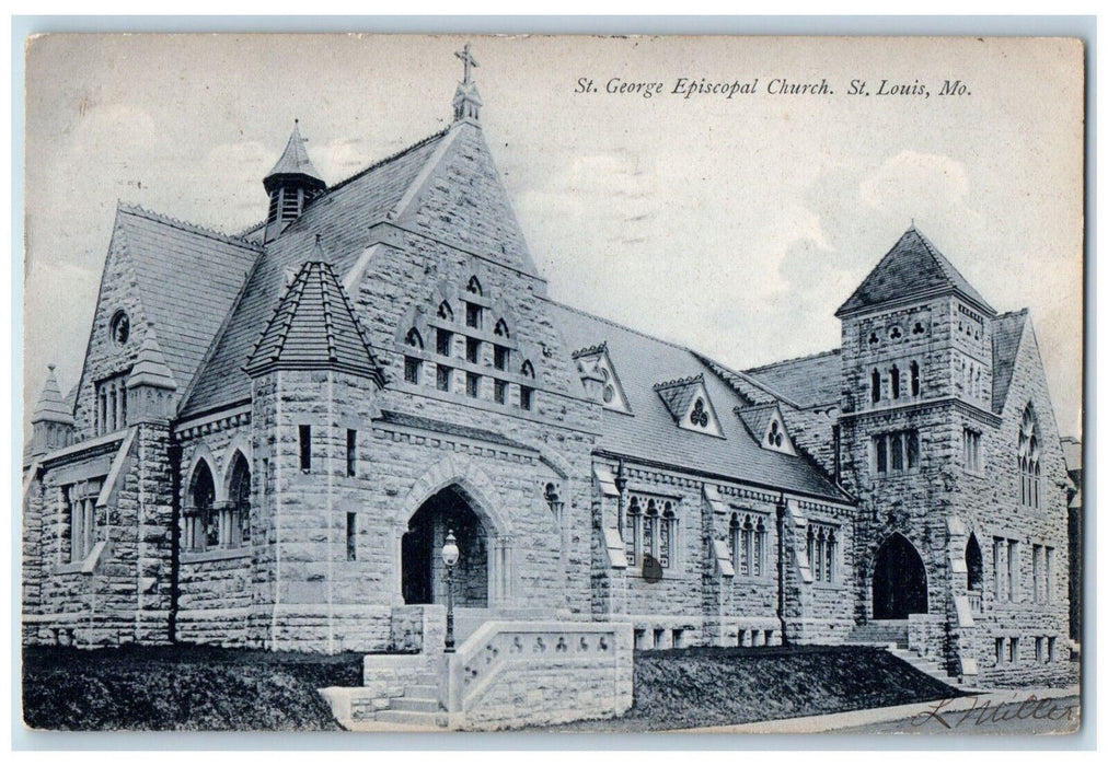 1909 St. George Episcopal Church St. Louis Missouri MO Antique Postcard
