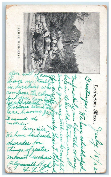 1902 Parker Memorial Lexington Massachusetts MA Antique Posted PMC Postcard