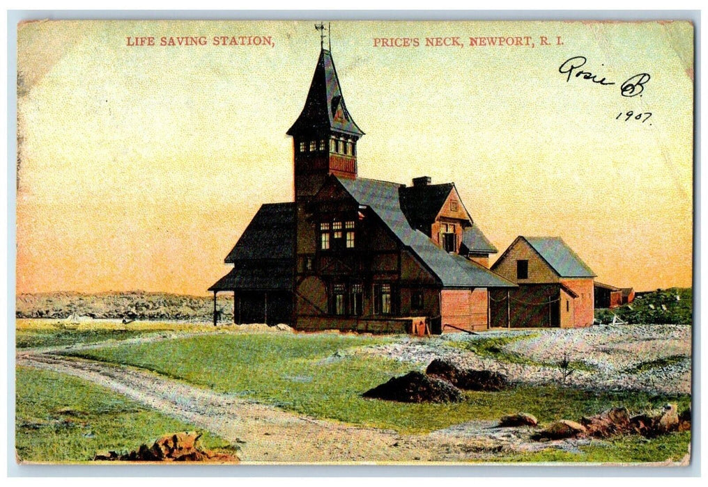 1907 Life Saving Station Prices Neck Newport Rhode Island RI Antique Postcard