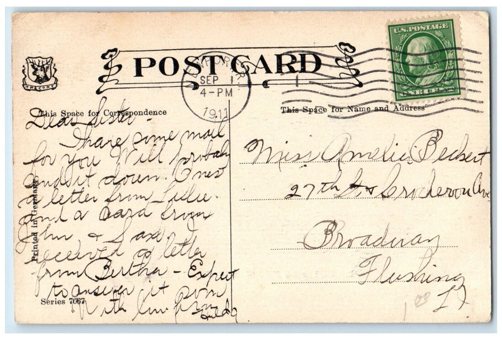 1911 Greetings From Newport Rhode Island RI, Sailboat Posted Antique Postcard