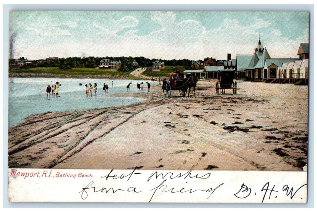 c1905 View Of Bathing Beach Newport Rhode Island RI Posted Antique Postcard