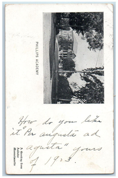 1903 Phillips Academy A Greeting From Audober Massachusetts MA PMC Postcard