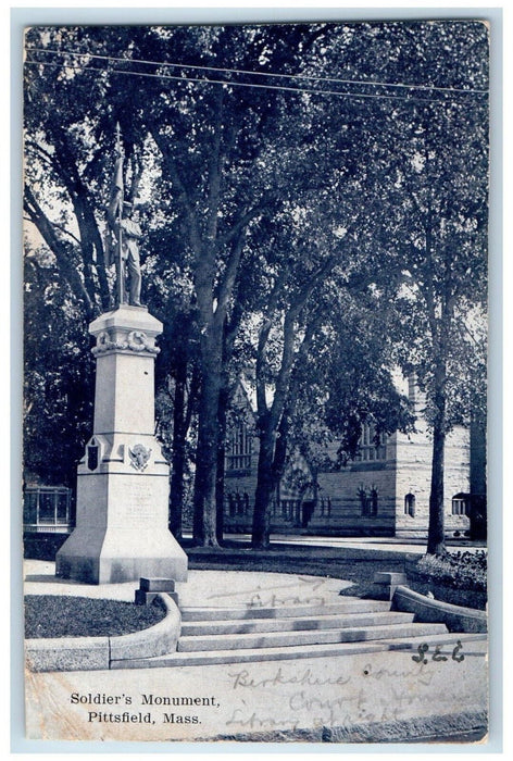 c1905 Soldier's Monument Pittsfield Massachusetts MA Posted Antique Postcard