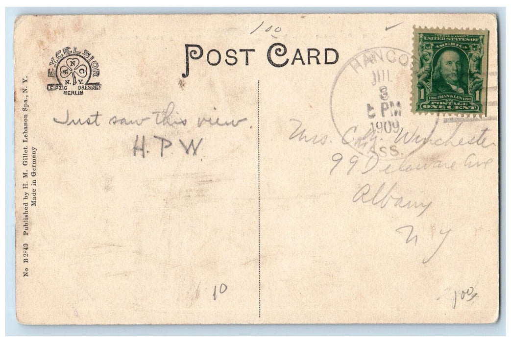 1909 Pontoosuc Lake from Potter Mountain Near Hancock Massachusetts MA Postcard