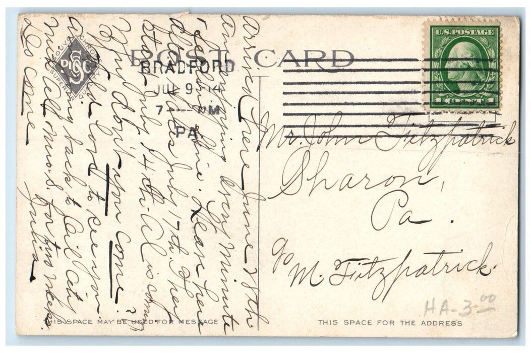 1914 Greetings From The Oilfields Showing An Oil Refinery Bradford PA Postcard