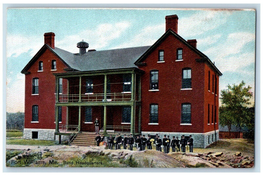 1909 Band Headquarters Band Fort Williams Maine ME Posted Antique Postcard