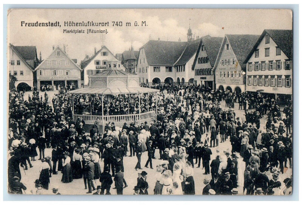 c1910's Freudenstadt Hohenluftkurort Reunion Germany, Crowded Antique Postcard