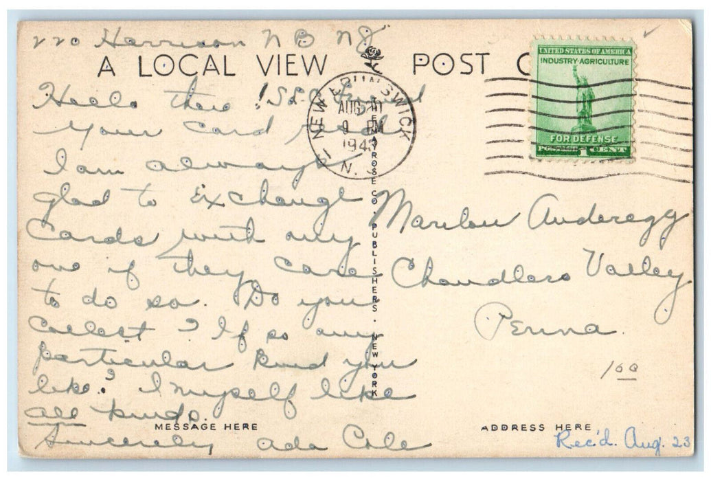 1943 Thomas A Edison Monument Menlo Park New Jersey NJ Vintage Postcard