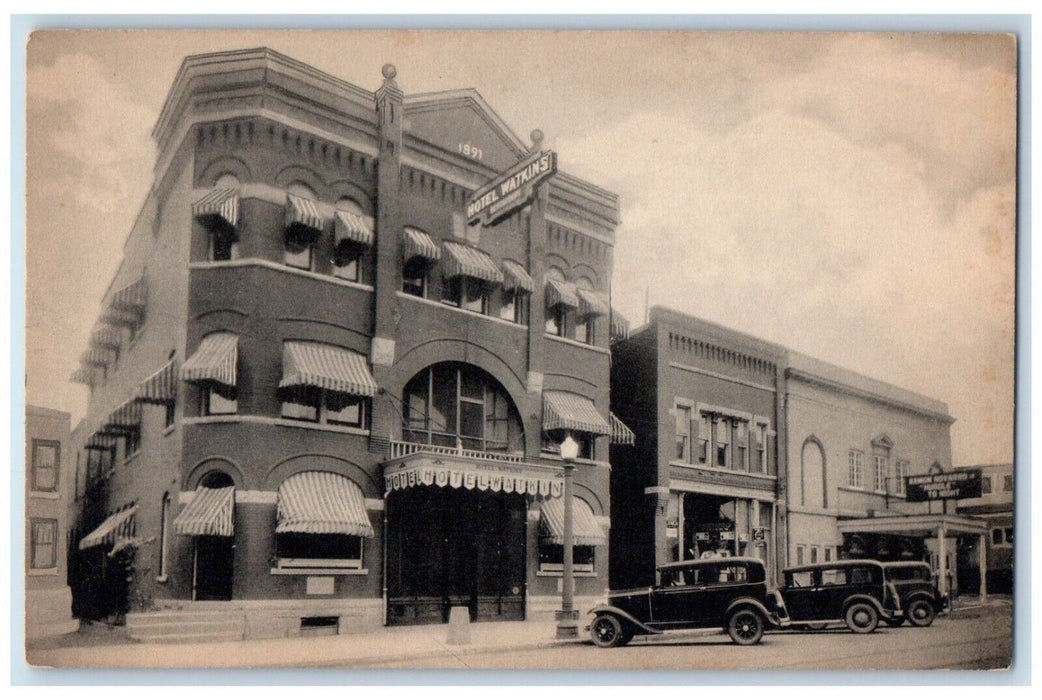c1930's Watkins Hotel And Restaurant Cars Watkins Glen New York NY Postcard