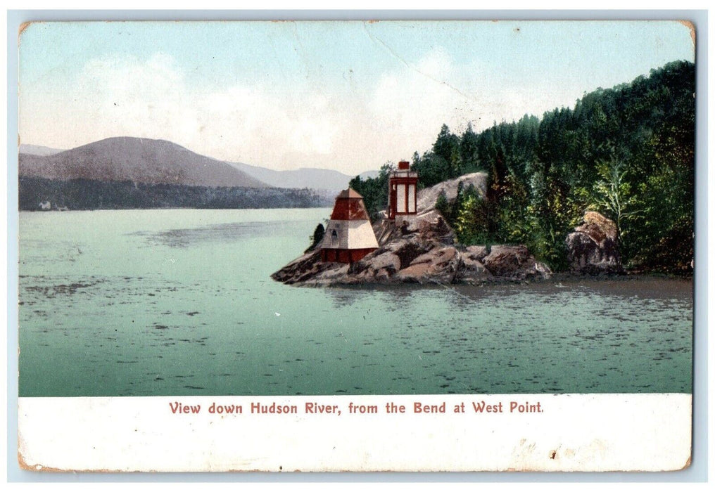 1917 View Down Hudson River From The Bend At West Point New Jersey NJ Postcard