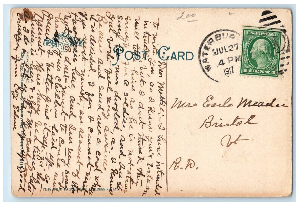 1917 View Down Hudson River From The Bend At West Point New Jersey NJ Postcard