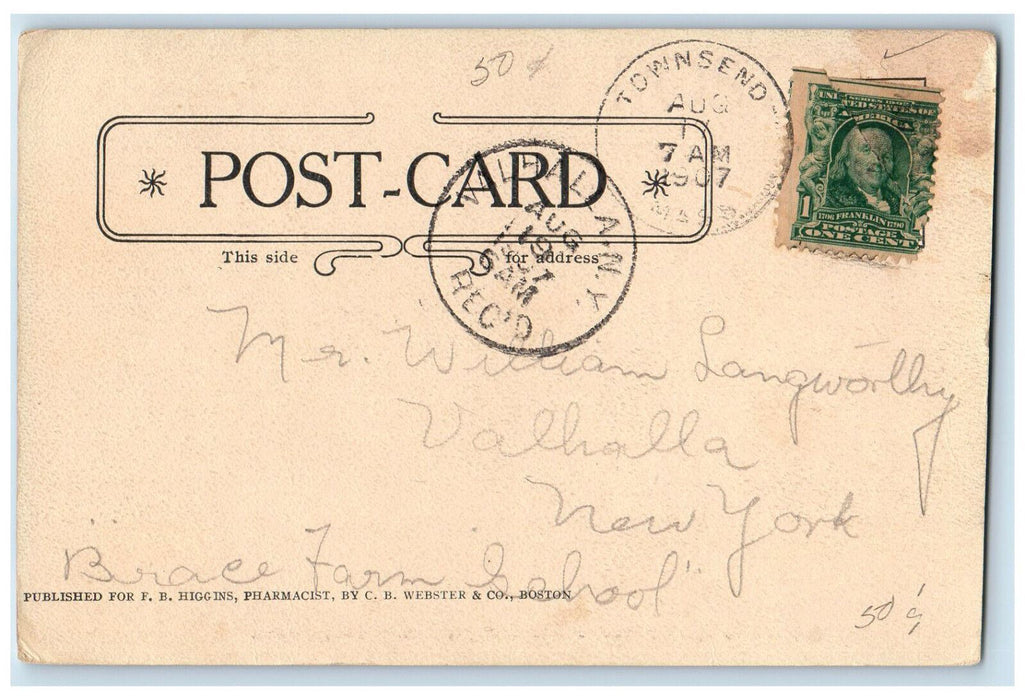1907 The River Above The Bridge Townsend Massachusetts MA Posted Postcard