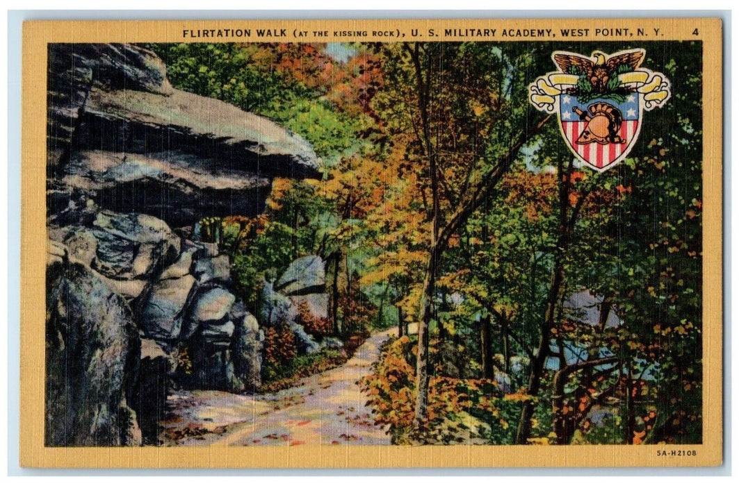 Flirtation Walk At The Kissing Rock US Military Academy West Point NY Postcard