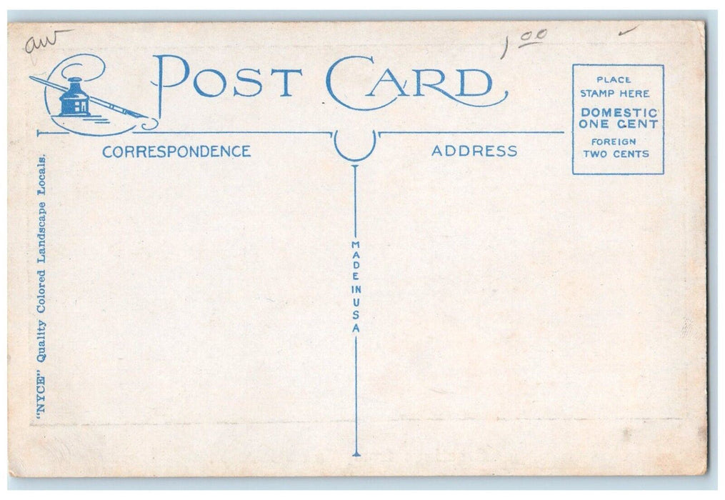 c1930's Greetings From Wayne New York NY, Curve Road Car And Trees Postcard