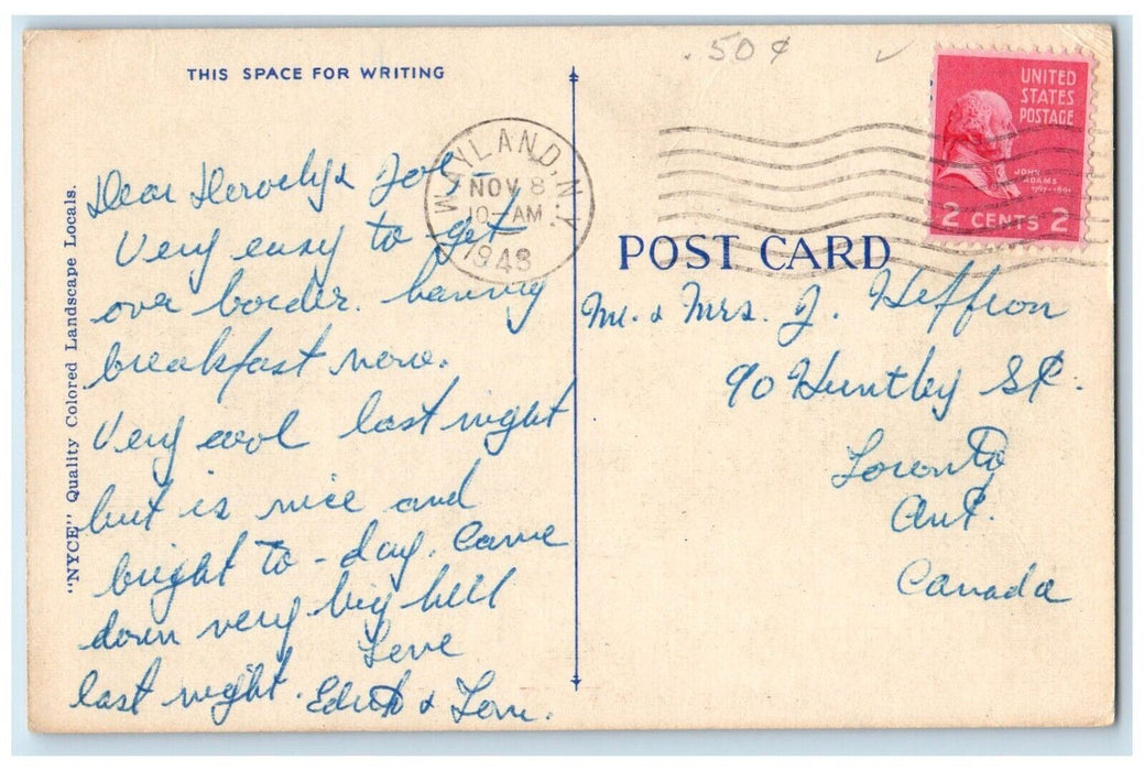 1948 Greetings From Wayland New York NY, Lake And Flowers View Postcard