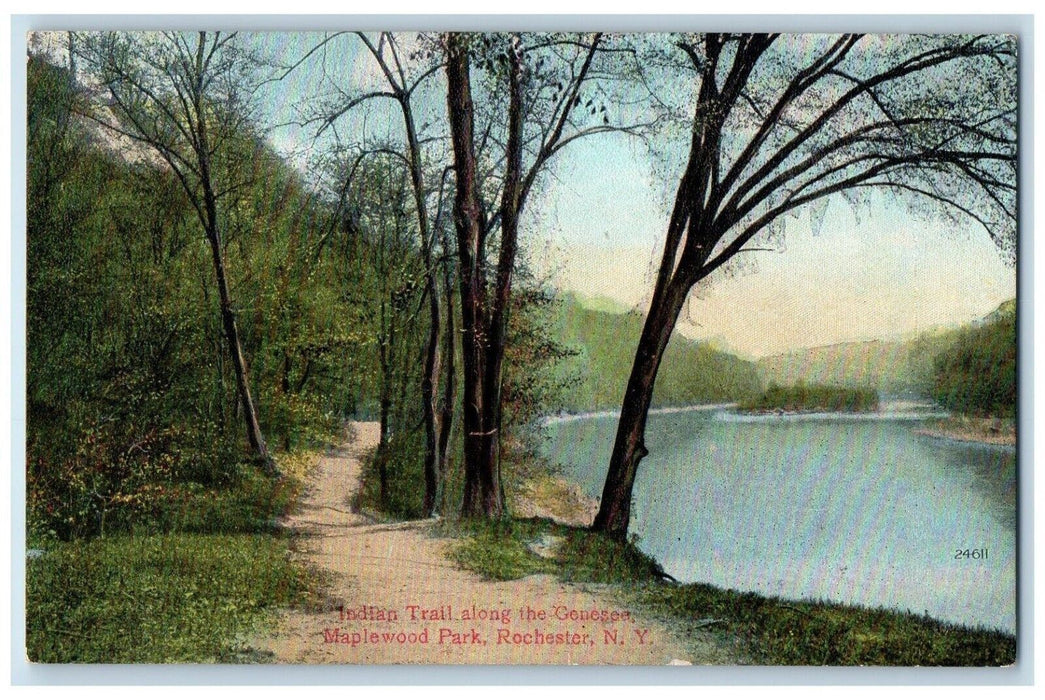 c1910 Indian Trail Along Genesee Maplewood Park Rochester New York NY Postcard