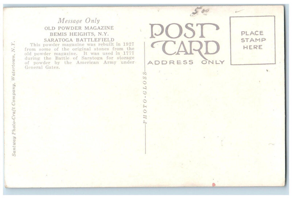 c1940 Old Powder Magazine Bemis Heights New York Saratoga Battlefield Postcard