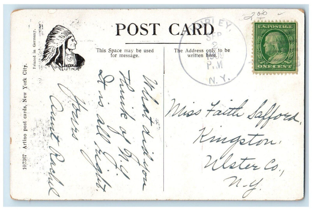 1909 Hornbeeck Falls Rocks Wawarsing New York NY Posted Antique Postcard