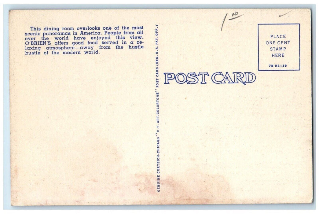 c1940's O Brien's Restaurant On Waverly Hill Dining Room Waverly NY Postcard