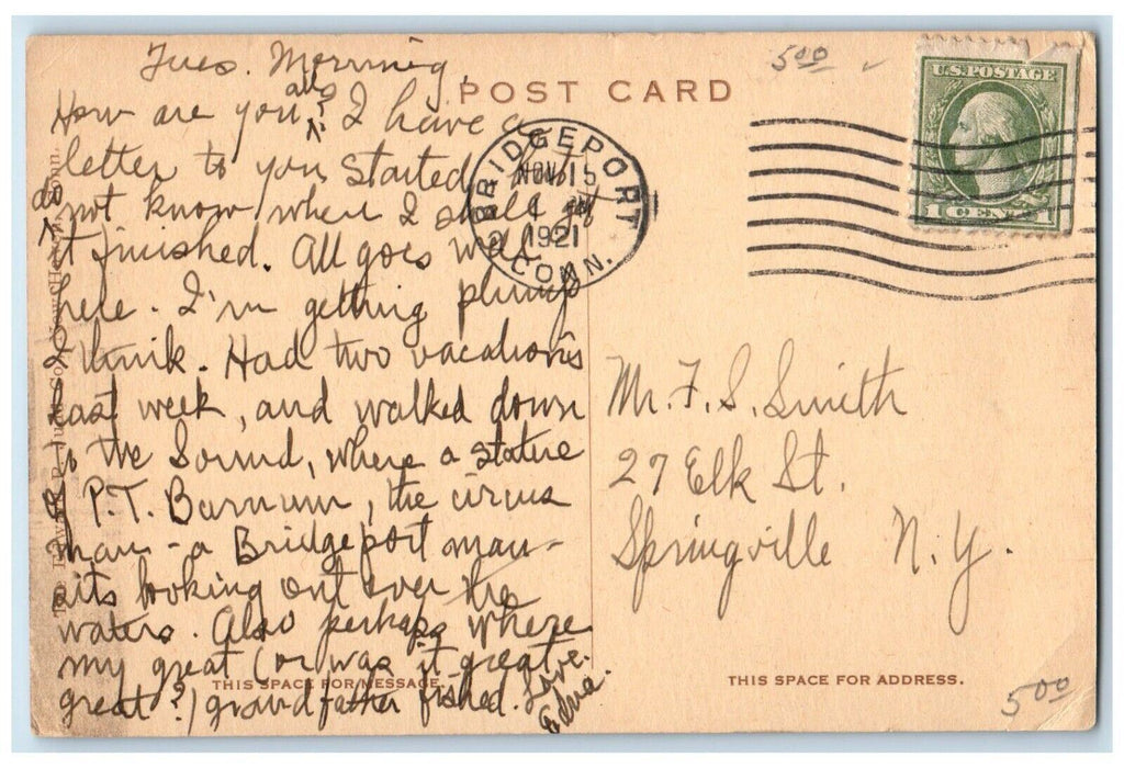 1921 Public Library County Court House Exterior New Haven Connecticut Postcard