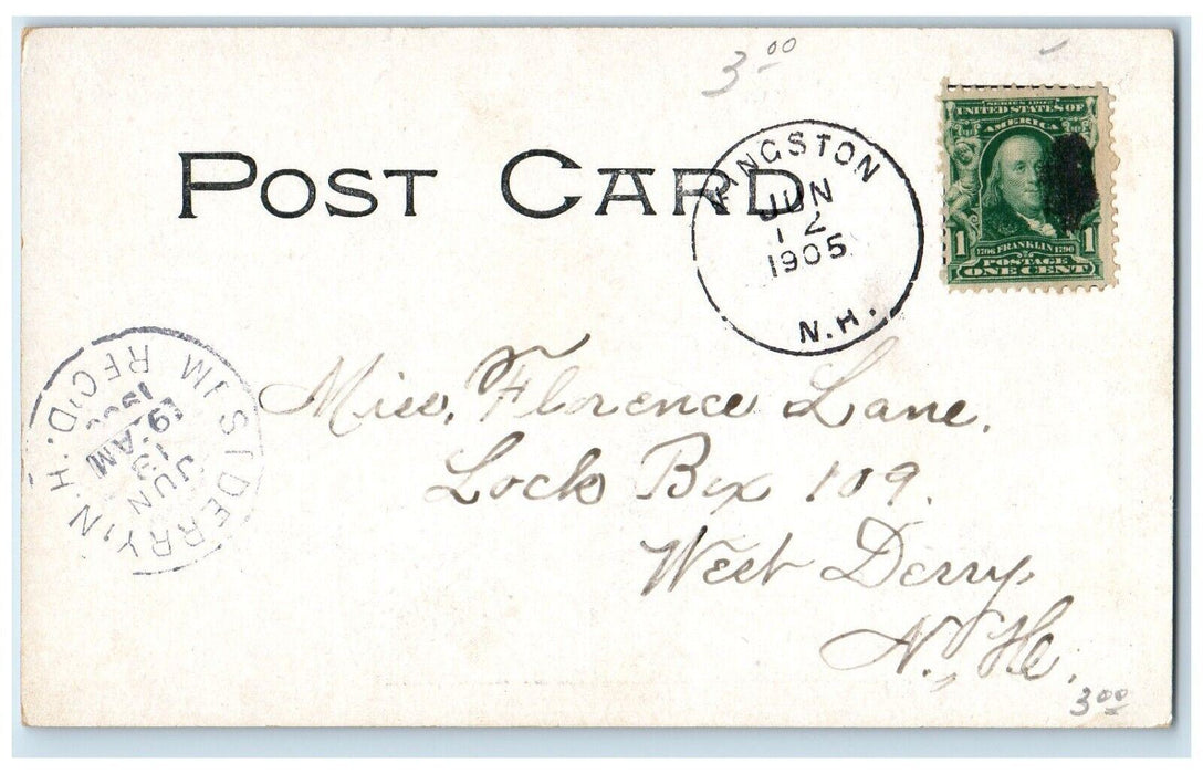 1905 View Of Little Pond Boat Kingston New Hampshire NH Posted Antique Postcard