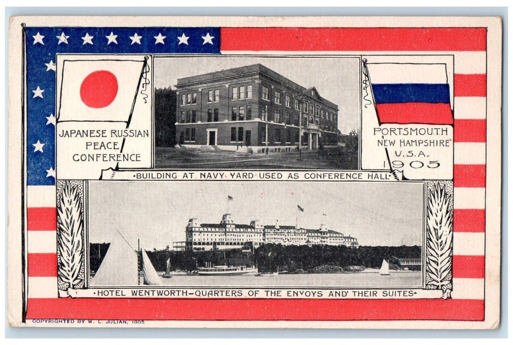 c1905 Building At Navy Yard And Hotel Wentworth Quarters Portsmouth NH Postcard