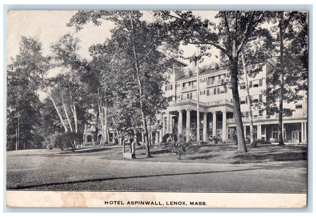 1919 Hotel Aspinwall Building Lenox Massachusetts MA Posted Antique Postcard