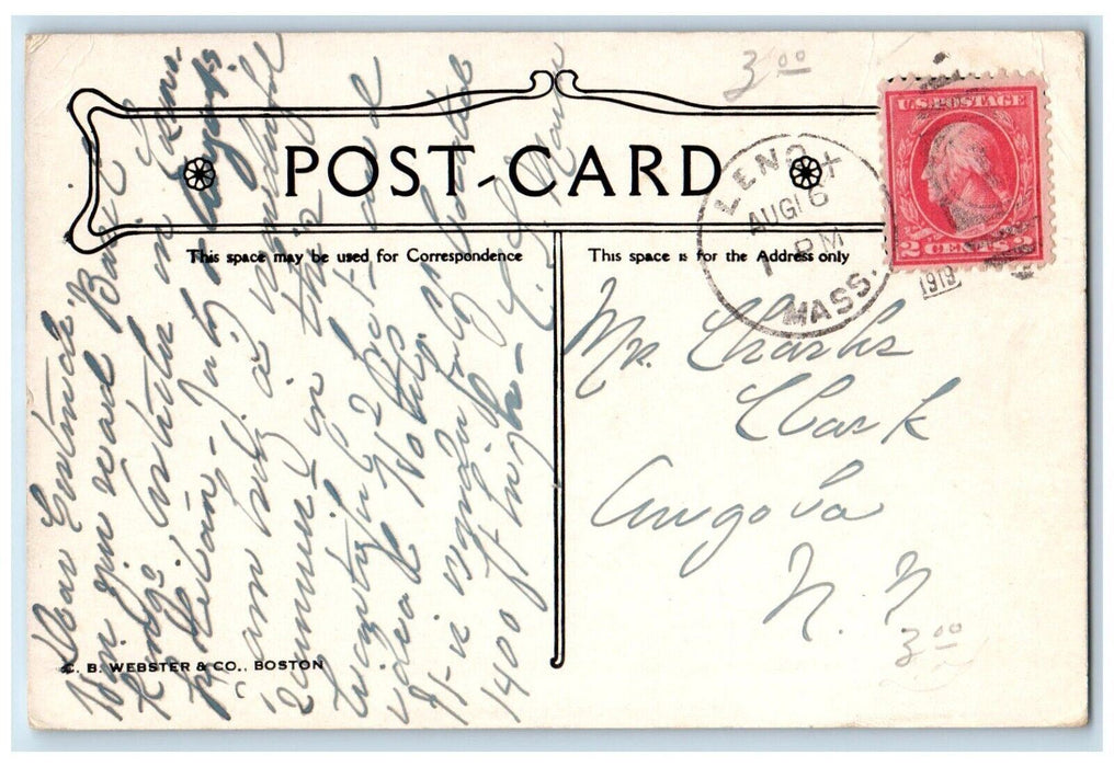 1919 Hotel Aspinwall Building Lenox Massachusetts MA Posted Antique Postcard