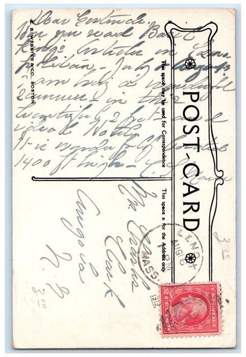 1919 Hotel Aspinwall Building Lenox Massachusetts MA Posted Antique Postcard