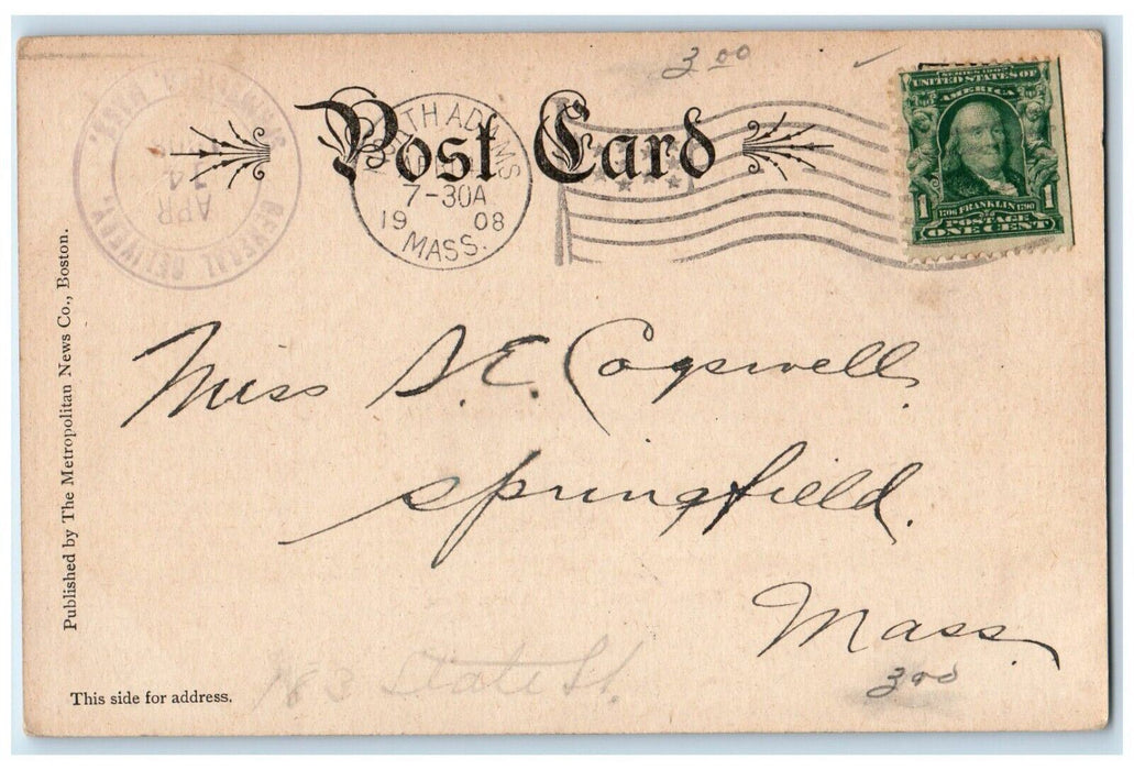 1908 Normal School Building North Adams Massachusetts MA Antique Postcard