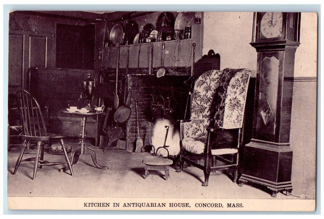 c1910's Kitchen In Antiquarian House Kitchen Concord Massachusetts MA Postcard