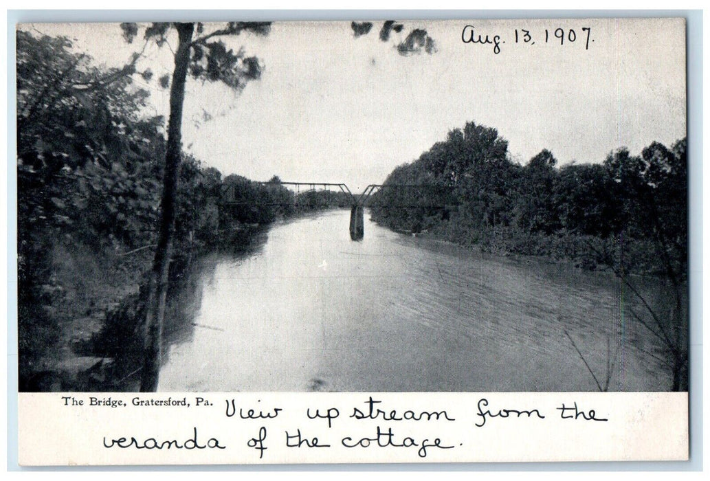 1907 The Bridge And River View Gratersford Pennsylvania PA Antique Postcard