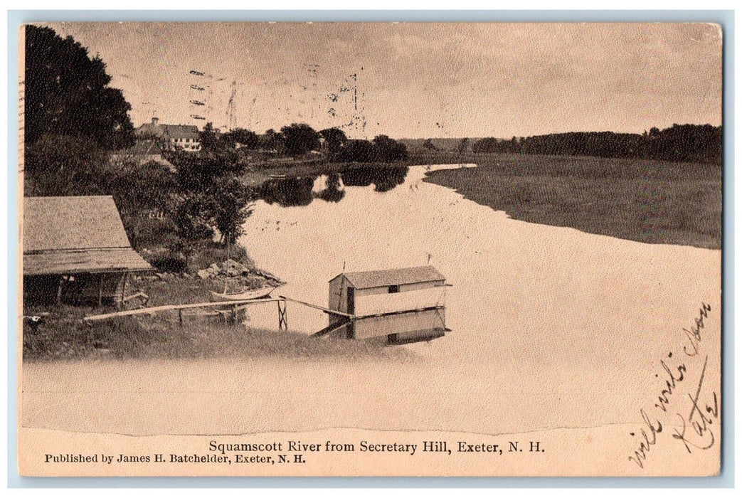 1908 Squamscott River from Secretary Hill Exeter New Hampshire NH Postcard