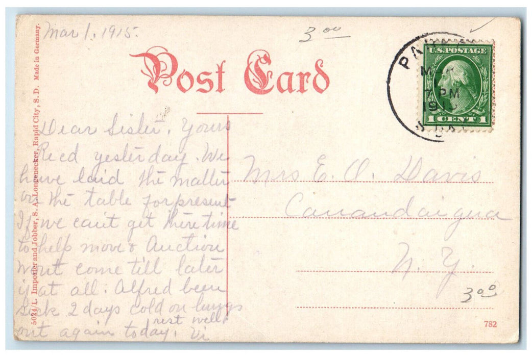 1915 Spearfish Falls Black Hills South Dakota SD Antique Posted Postcard