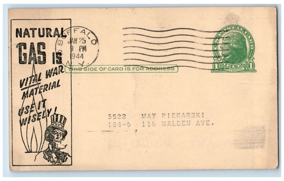 1944 Iroquois Gas Corporation Buffalo New York NY Unposted Postcard