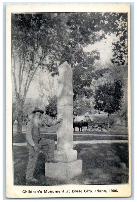 c1910's Children's Monument At Boise City Idaho ID Unposted Antique Postcard