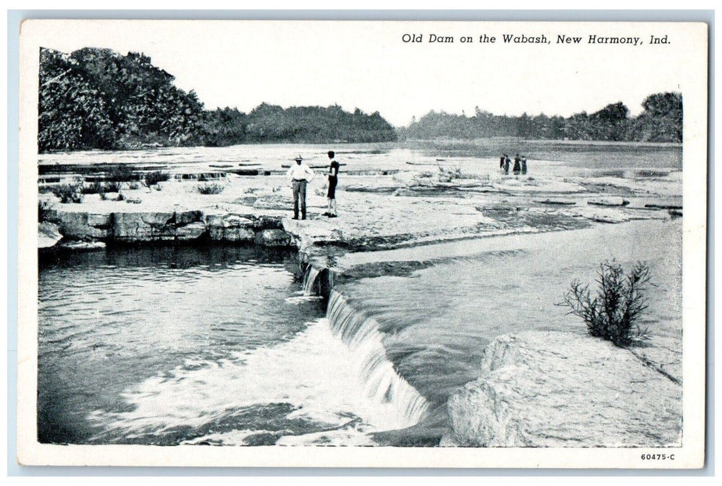 c1930's Old Dam On The Wabash New Harmony Indiana IN Unposted Vintage Postcard