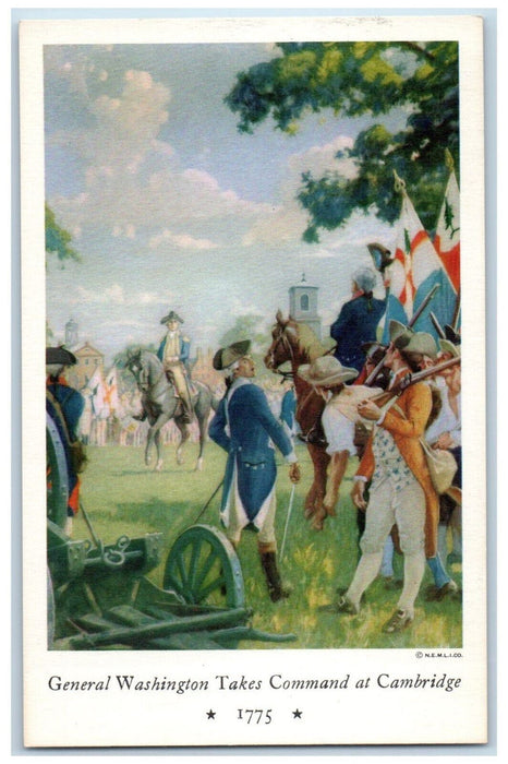 c1920's General Washington Takes Command at Cambridge Massachusetts MA Postcard